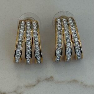Swarovski Elegant Gold and Crystal Earrings, NWOT